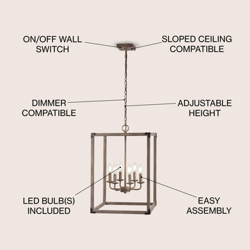 Magnolia Adjustable Iron Rustic Farmhouse LED Pendant - JONATHAN Y